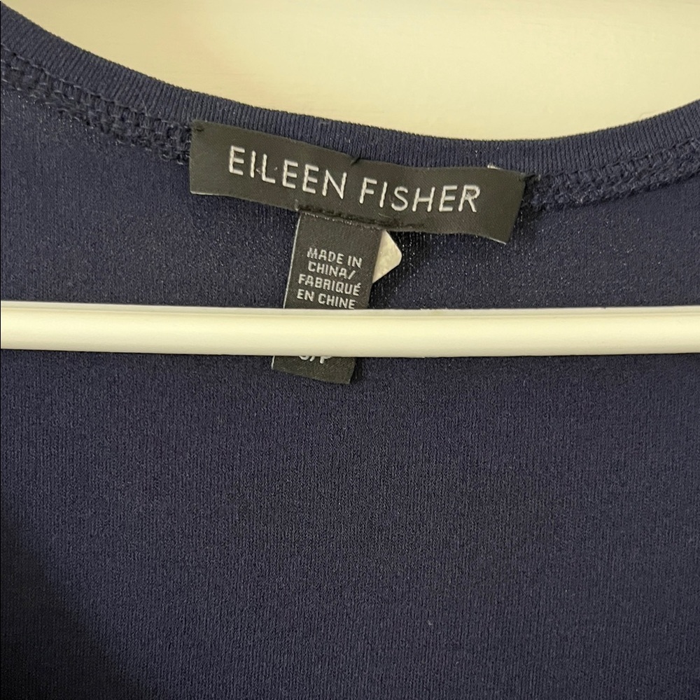 Eileen Fisher 100% Silk Navy Sleeveless Top - Picture 3 of 4